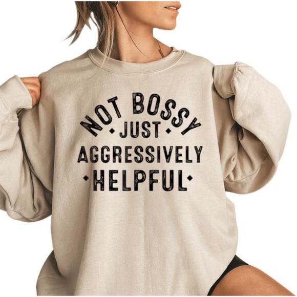 N/A Sweaters - Tan Not Bossy Sweatshirt Sz M